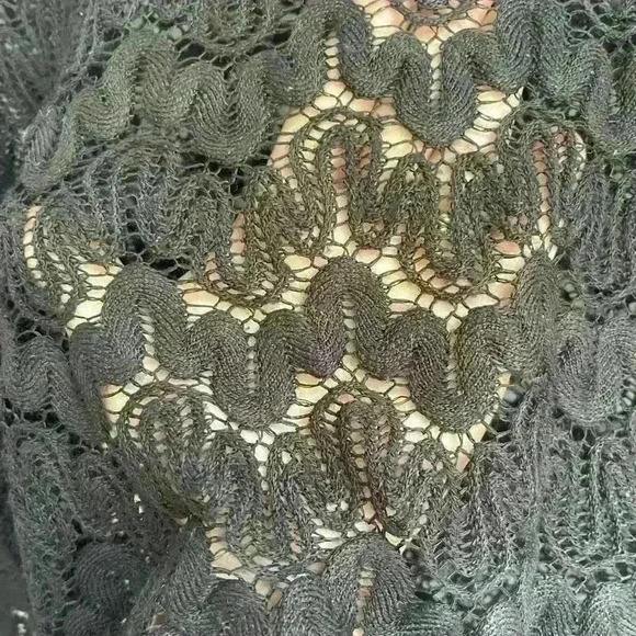 Sheer Black Crochet Lace Top feminine grunge Whimsigoth cybergoth nosferatu - Picture 3 of 4